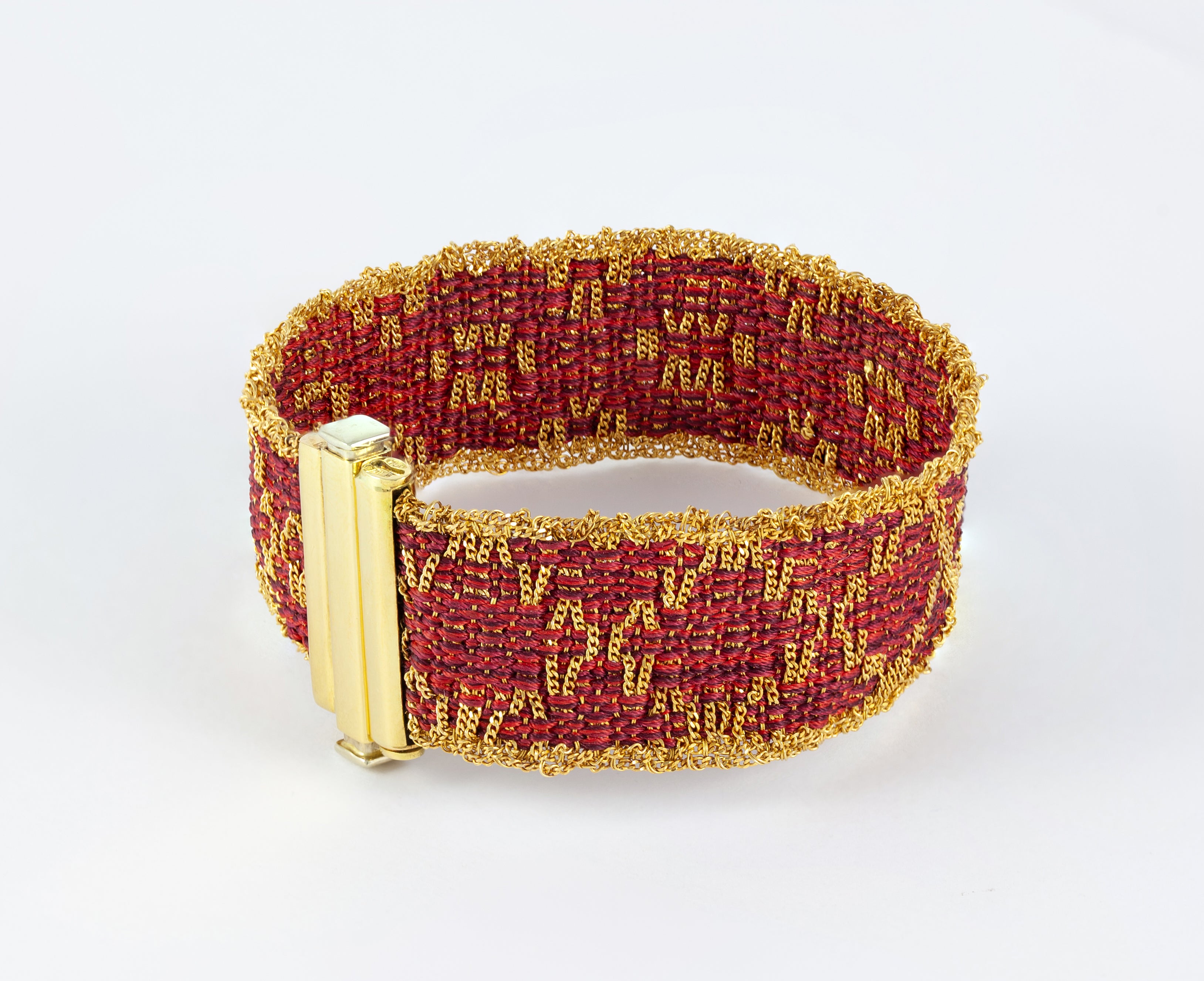 Pulsera en oro amarillo 18k tejido con hilo