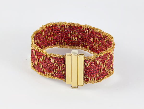 Pulsera en oro amarillo 18k tejido con hilo