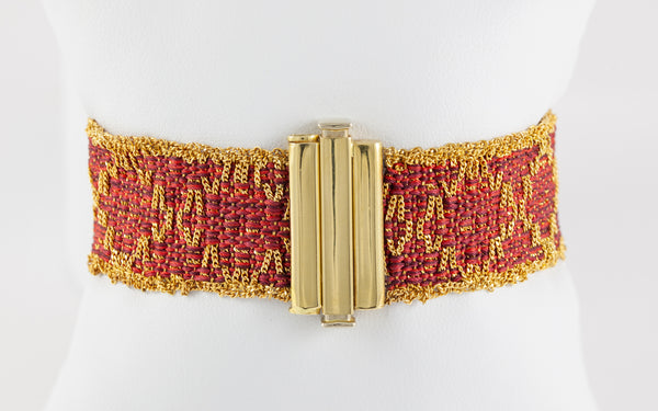 Pulsera en oro amarillo 18k tejido con hilo