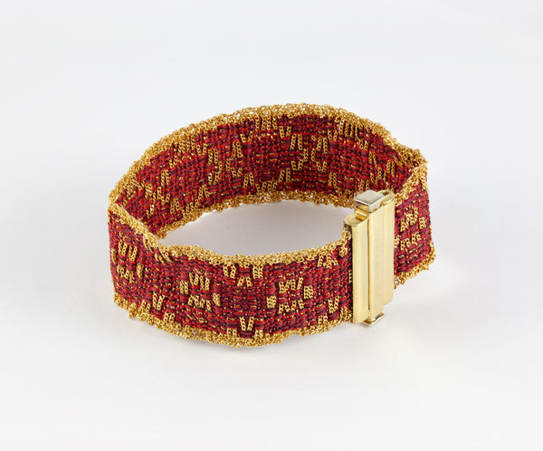 Pulsera en oro amarillo 18k tejido con hilo