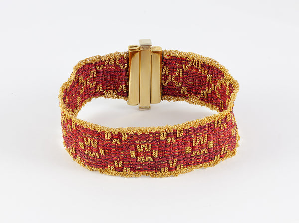 Pulsera en oro amarillo 18k tejido con hilo