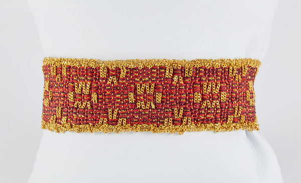 Pulsera en oro amarillo 18k tejido con hilo