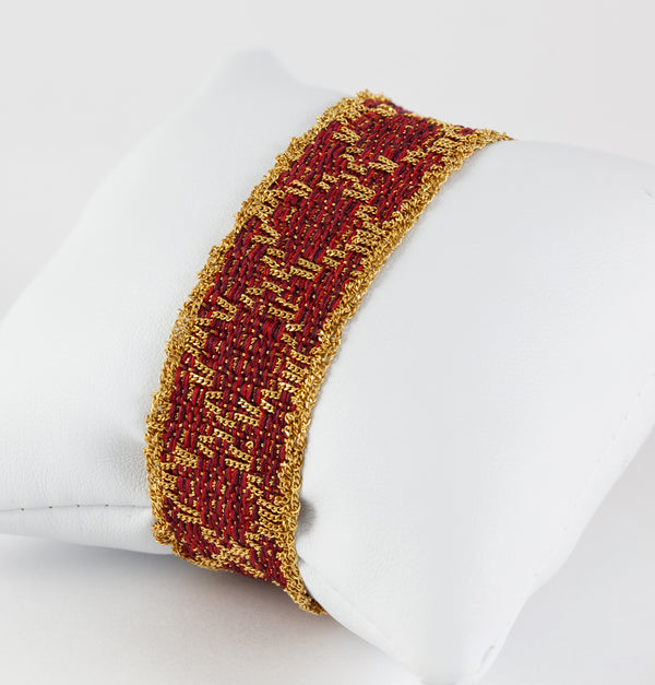 Pulsera en oro amarillo 18k tejido con hilo