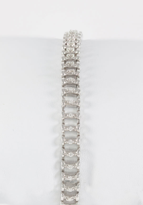 Pulsera en oro blanco 18k y brillantes