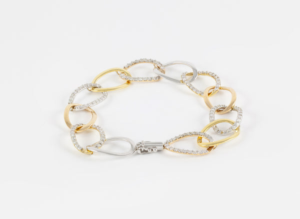 Pulsera en oro blanco y amarillo 18k con diamantes 1 ct