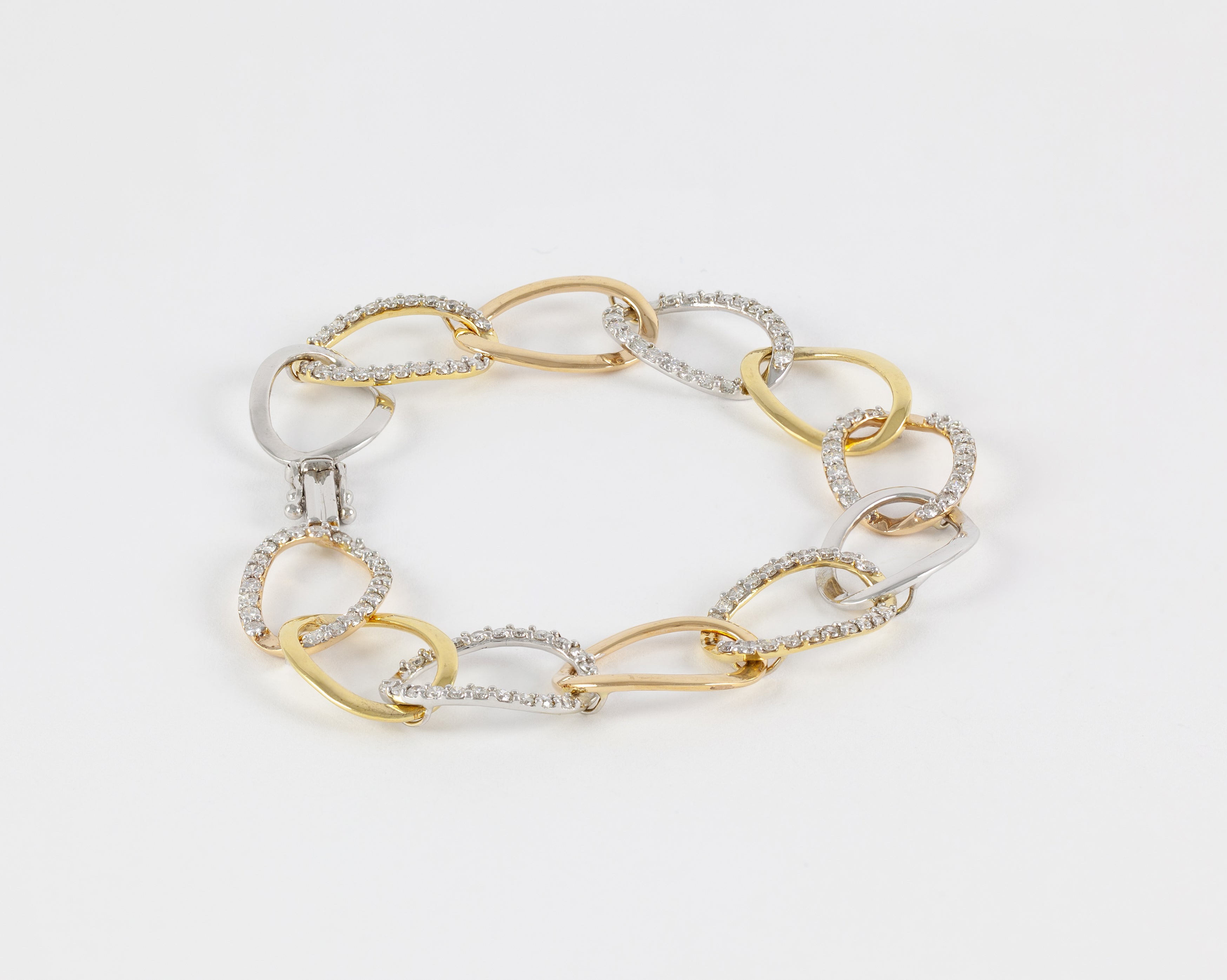 Pulsera en oro blanco y amarillo 18k con diamantes 1 ct