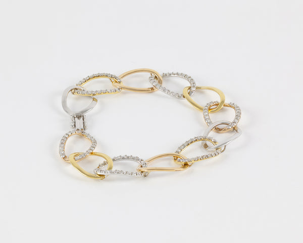 Pulsera en oro blanco y amarillo 18k con diamantes 1 ct