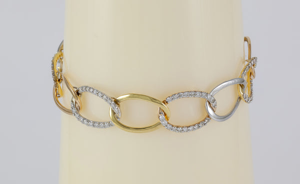 Pulsera en oro blanco y amarillo 18k con diamantes 1 ct