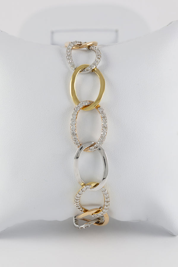 Pulsera en oro blanco y amarillo 18k con diamantes 1 ct