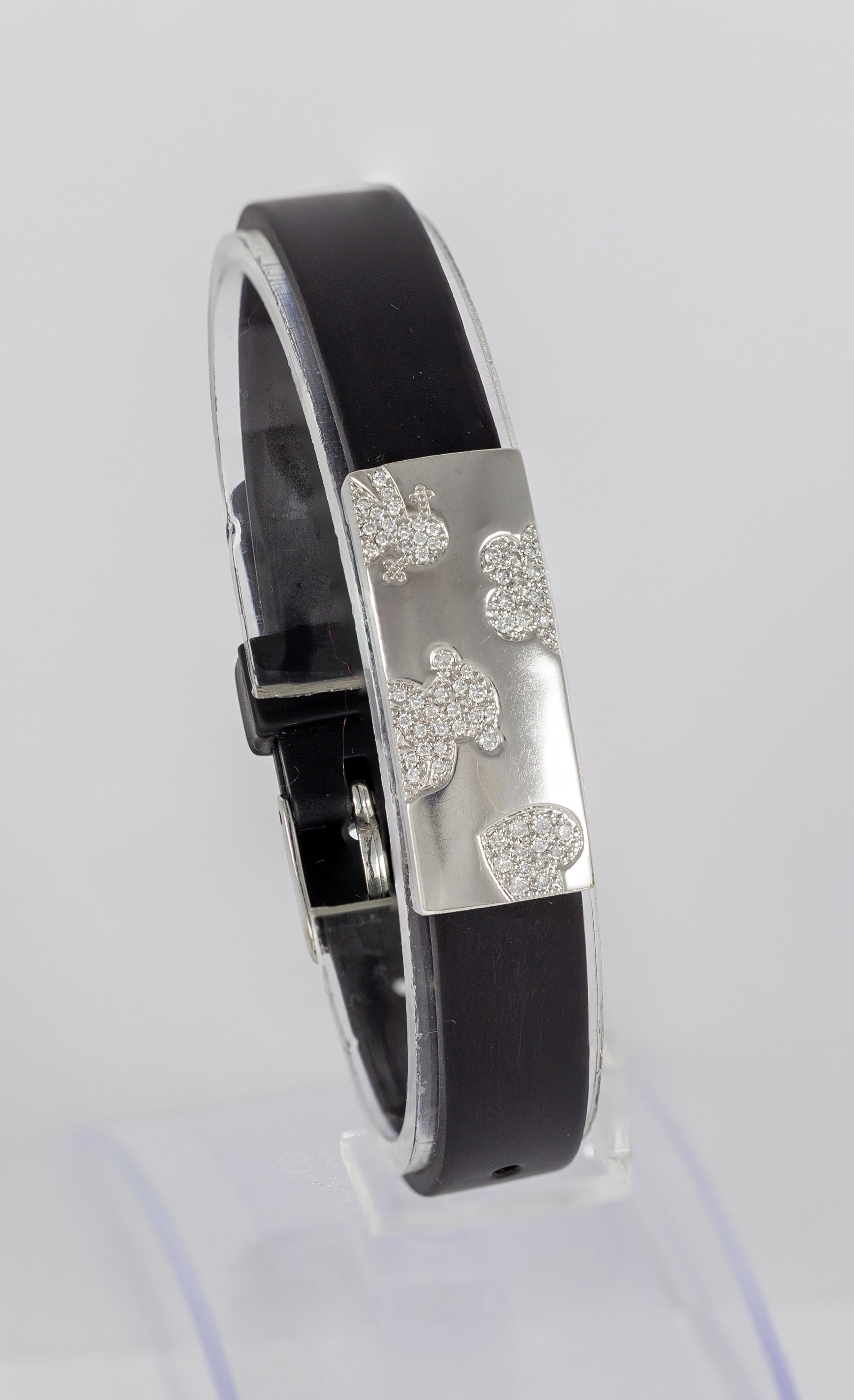 Pulsera Tous en caucho con oro blanco 18k y brillantes
