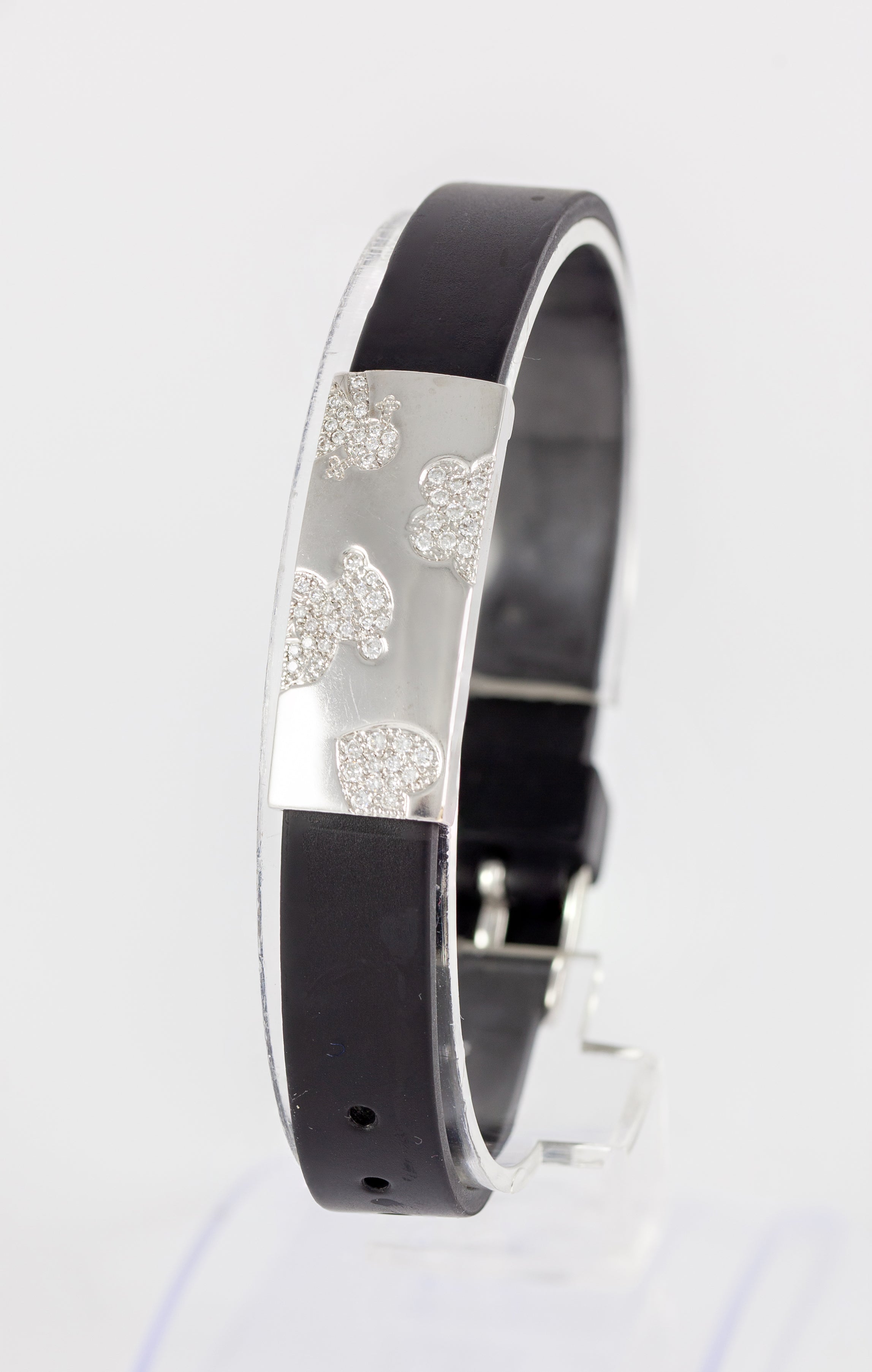 Pulsera Tous en caucho con oro blanco 18k y brillantes