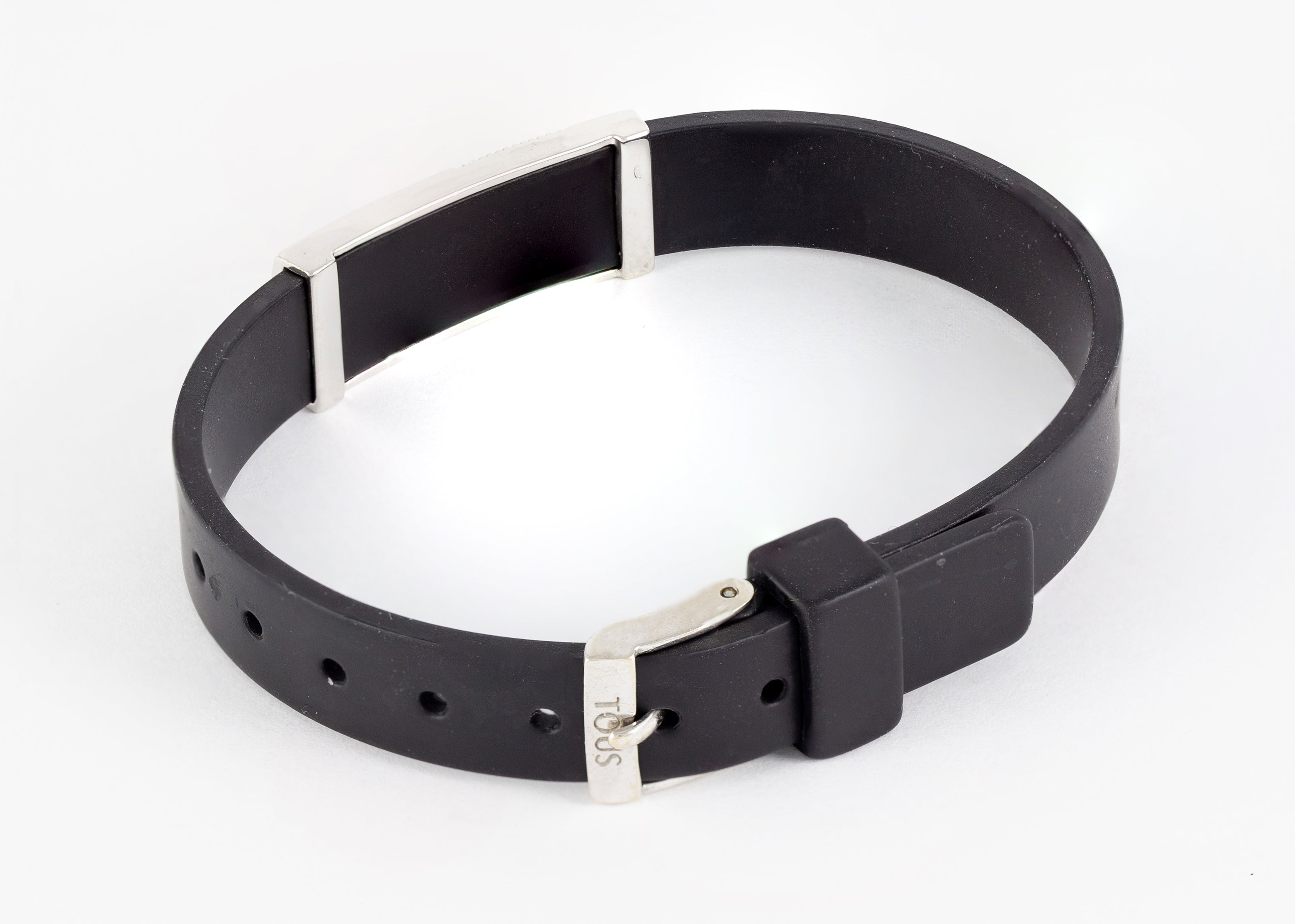 Pulsera Tous en caucho con oro blanco 18k y brillantes