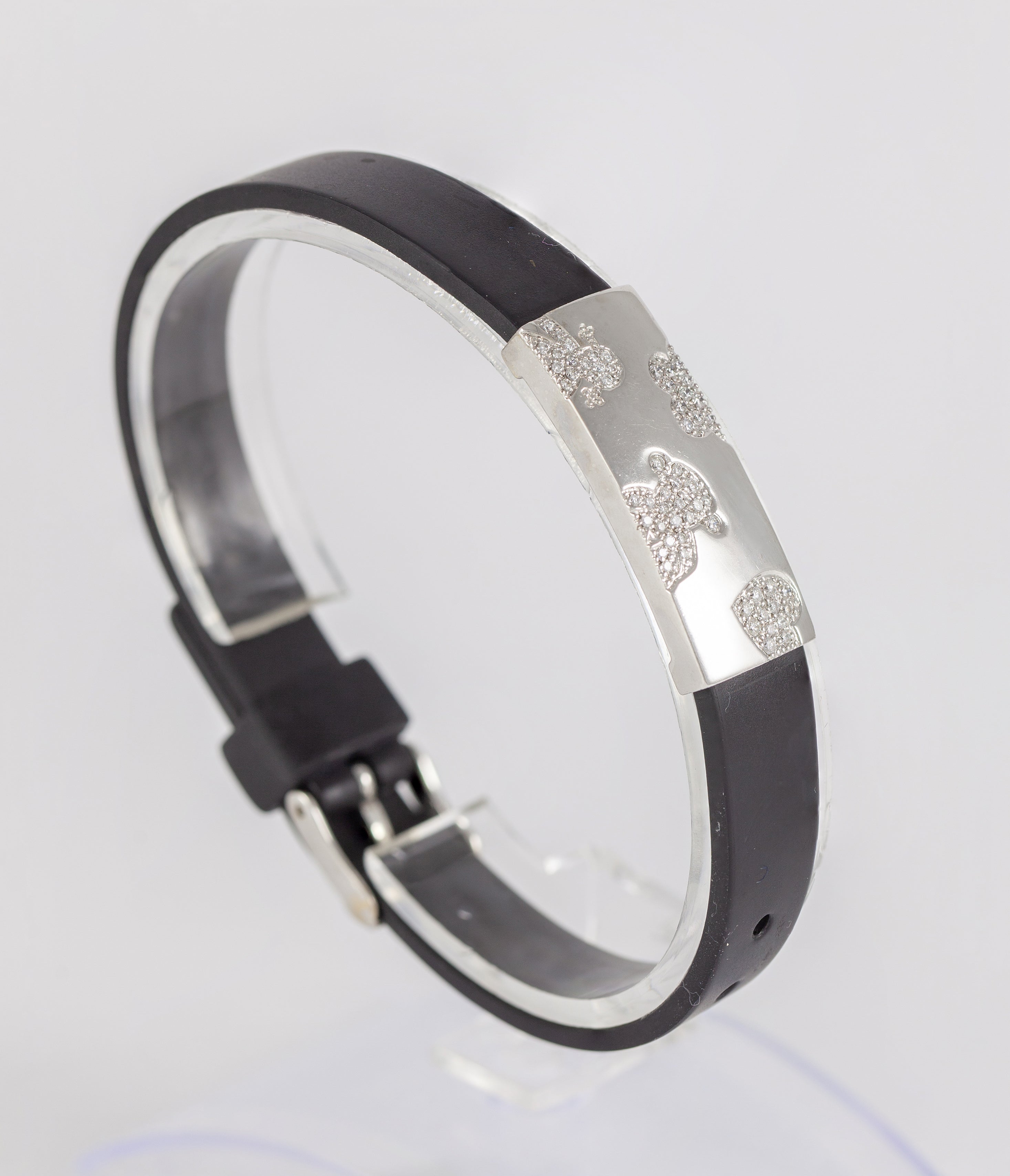 Pulsera Tous en caucho con oro blanco 18k y brillantes