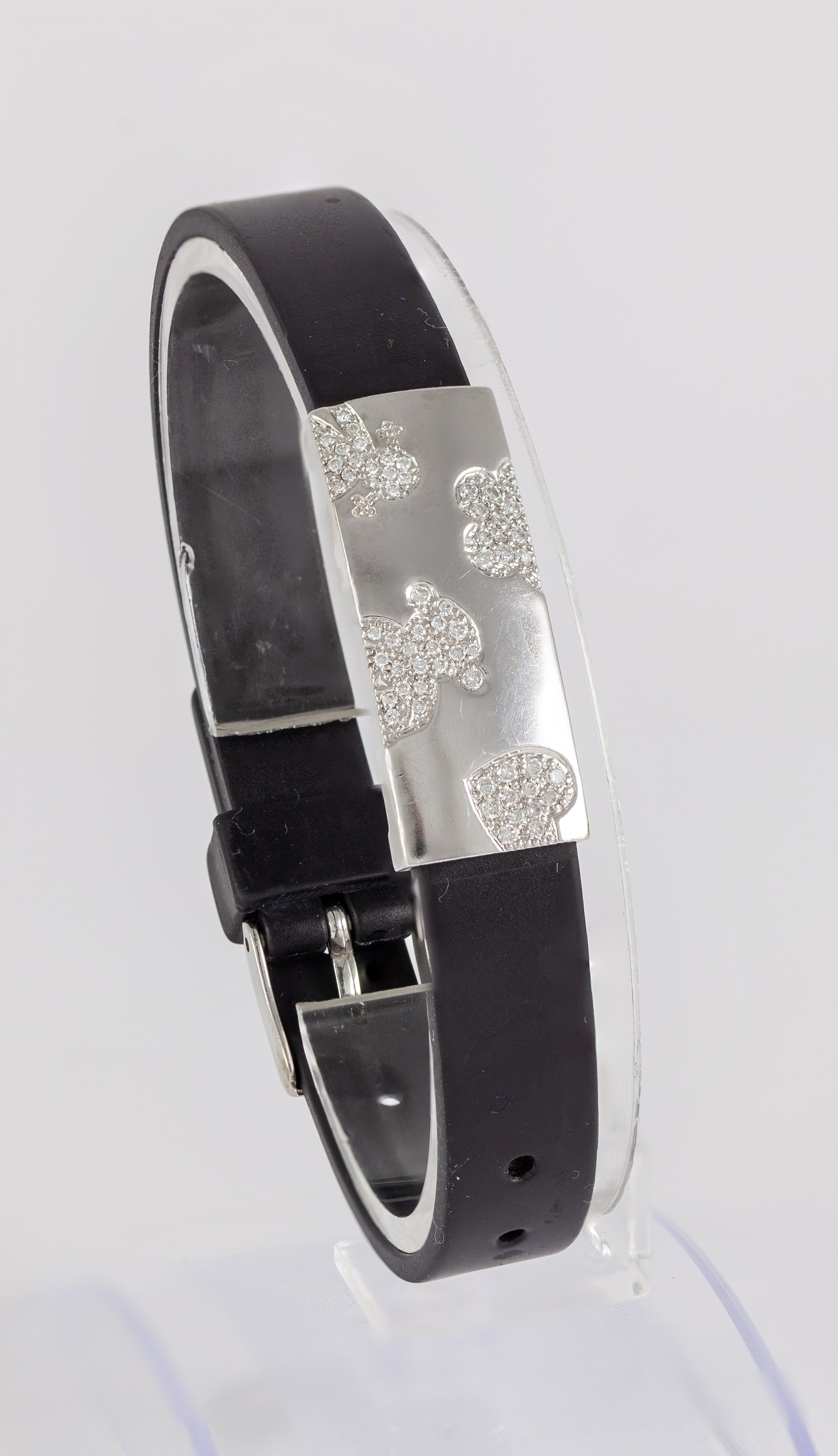 Pulsera Tous en caucho con oro blanco 18k y brillantes