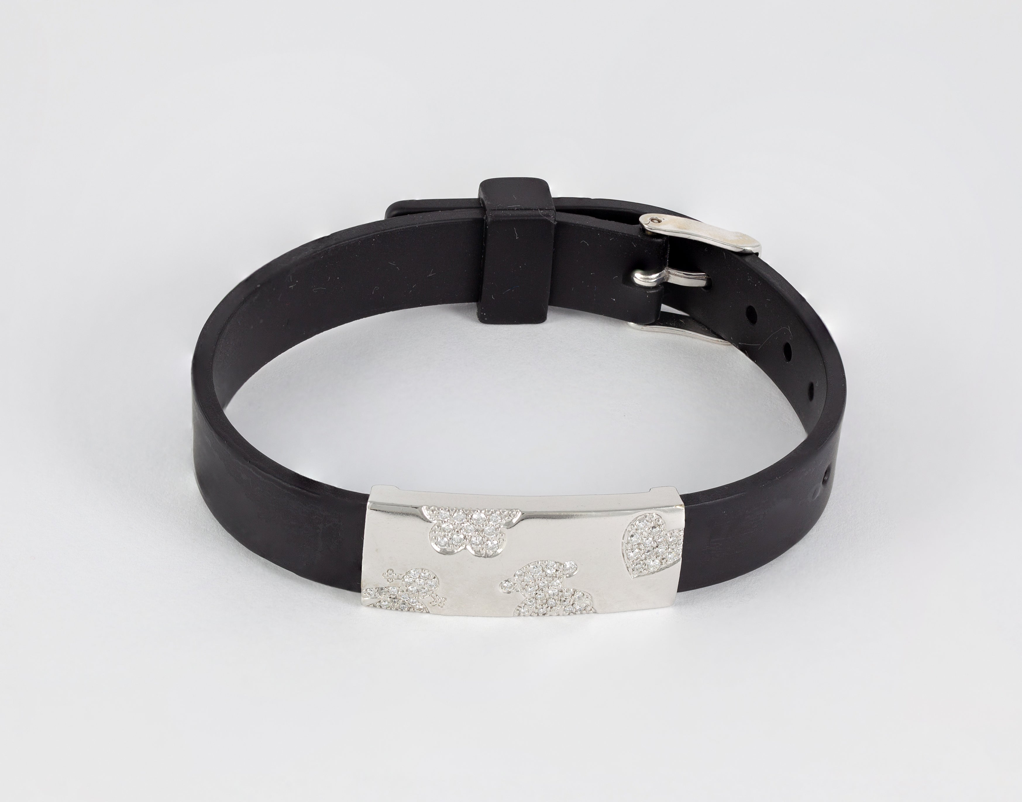 Pulsera Tous en caucho con oro blanco 18k y brillantes