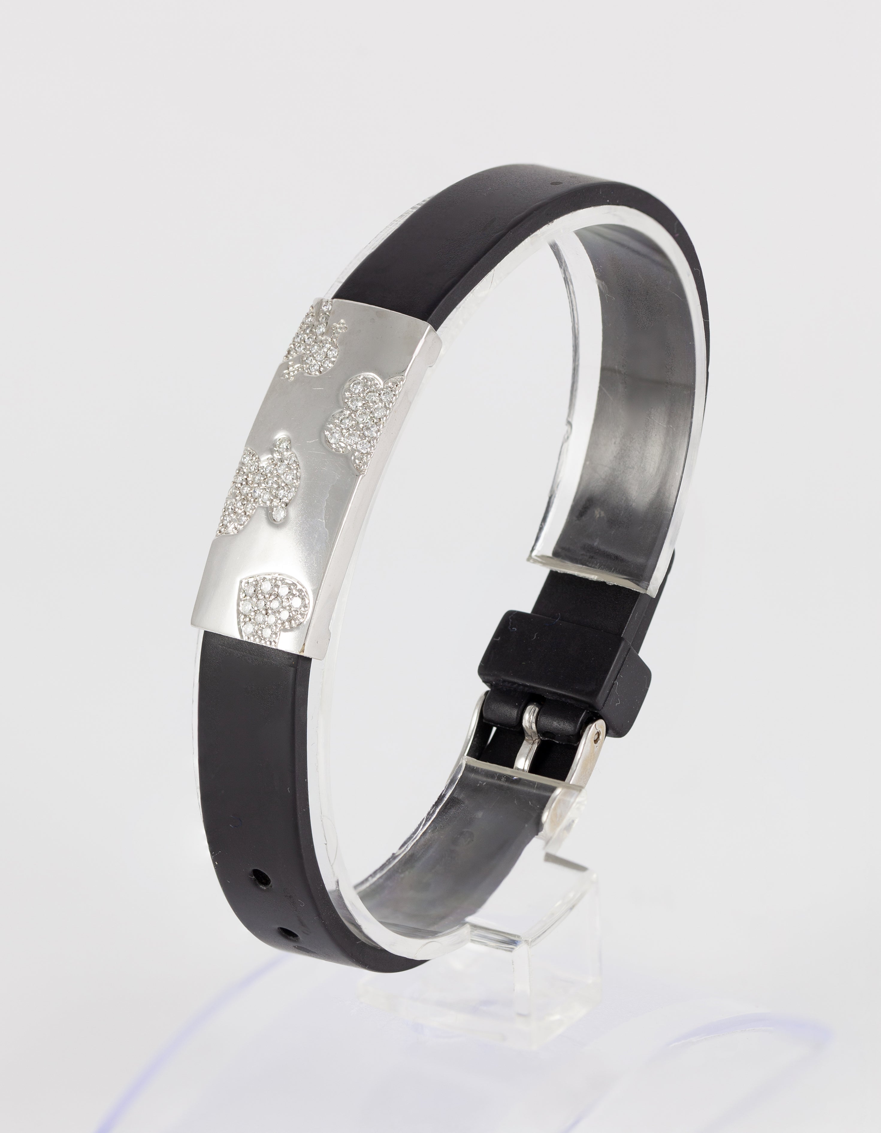 Pulsera Tous en caucho con oro blanco 18k y brillantes
