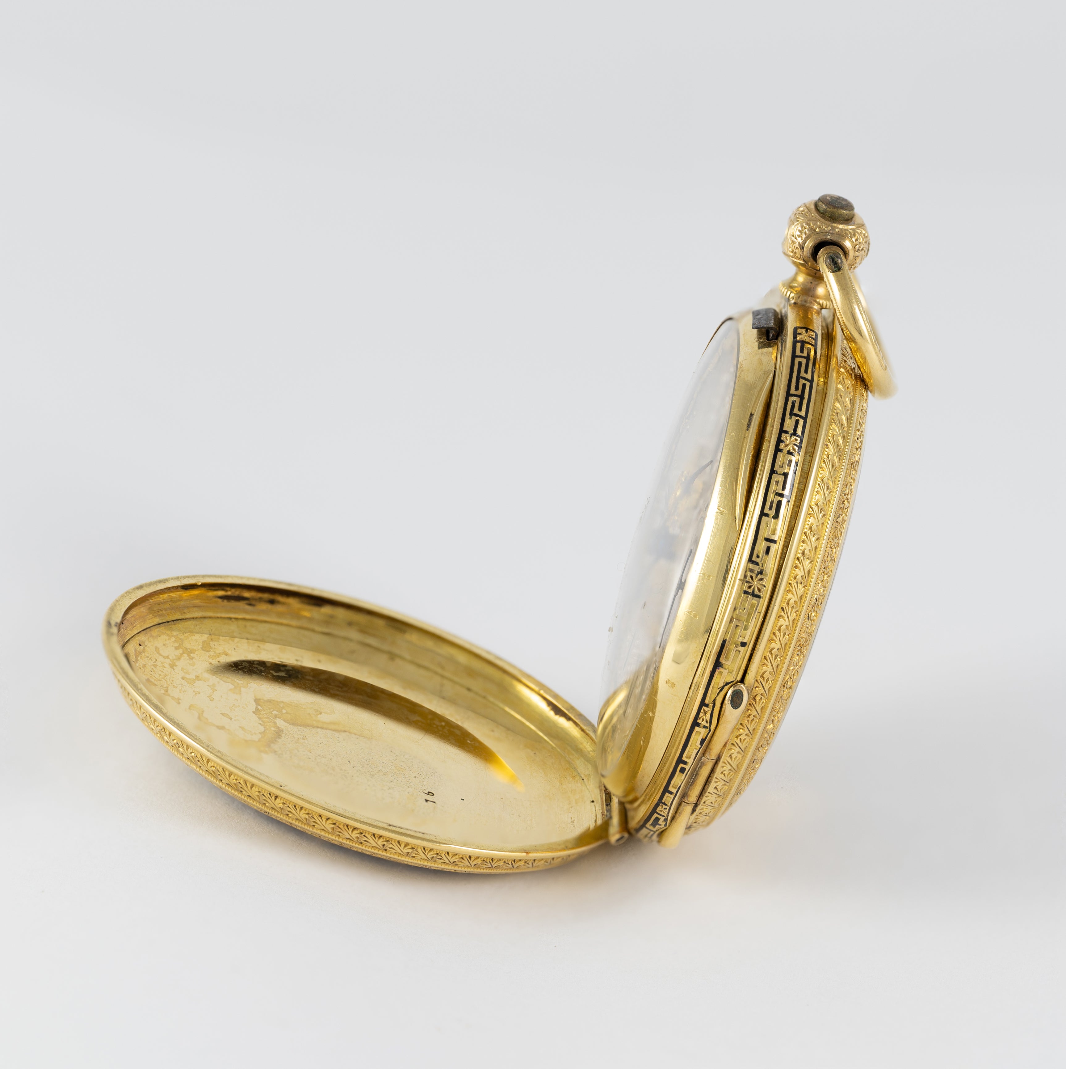 Haas & Privat Pocket Watch Yellow Gold 18k Enamel