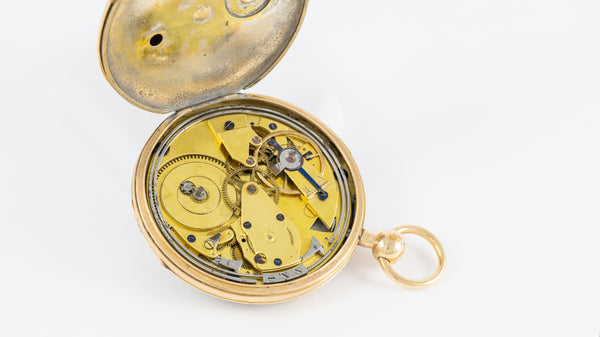 Leroy Pocket Watch Chimes Hour Quarter Yellow Gold 18k Enamel