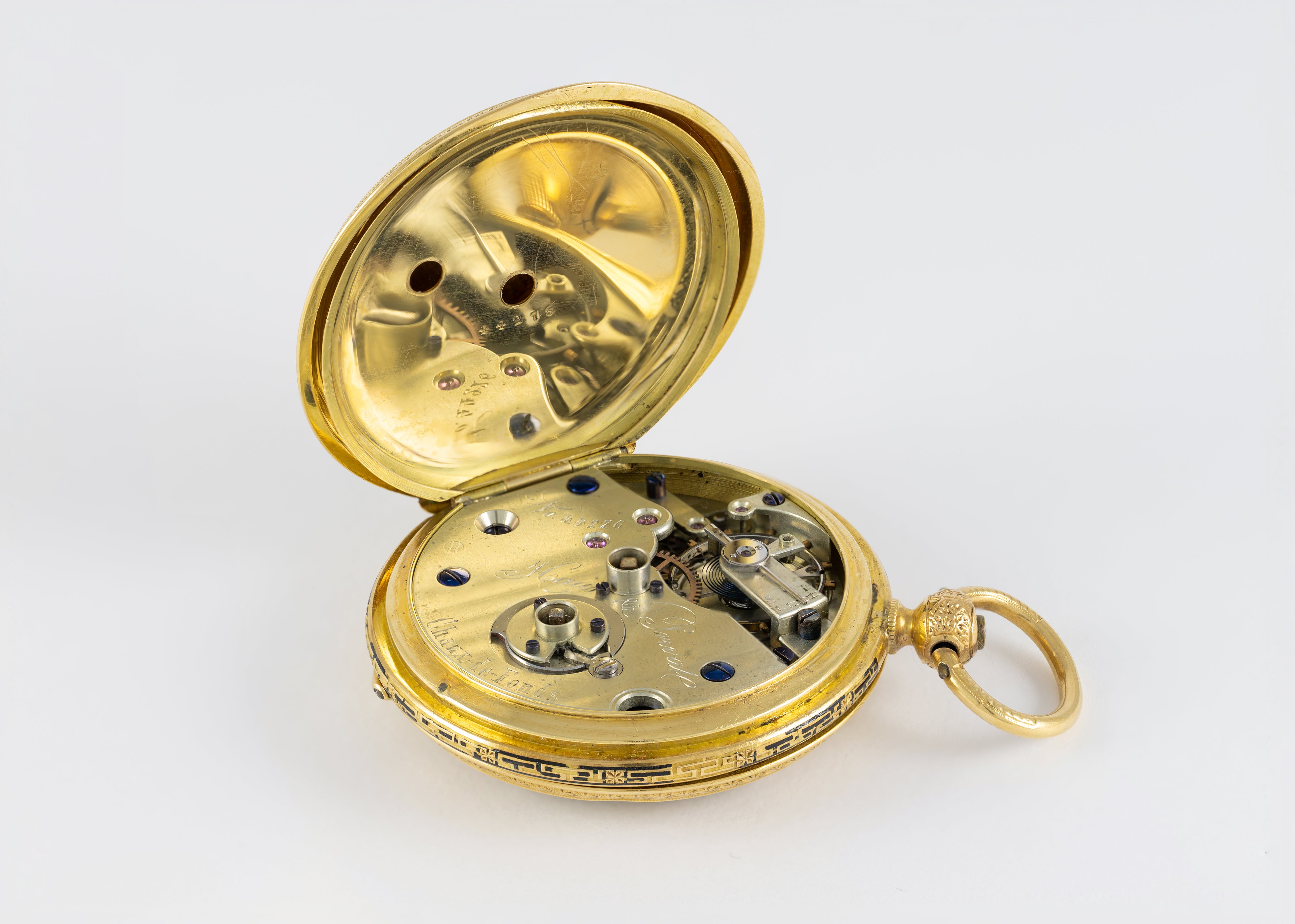 Haas & Privat Pocket Watch Yellow Gold 18k Enamel