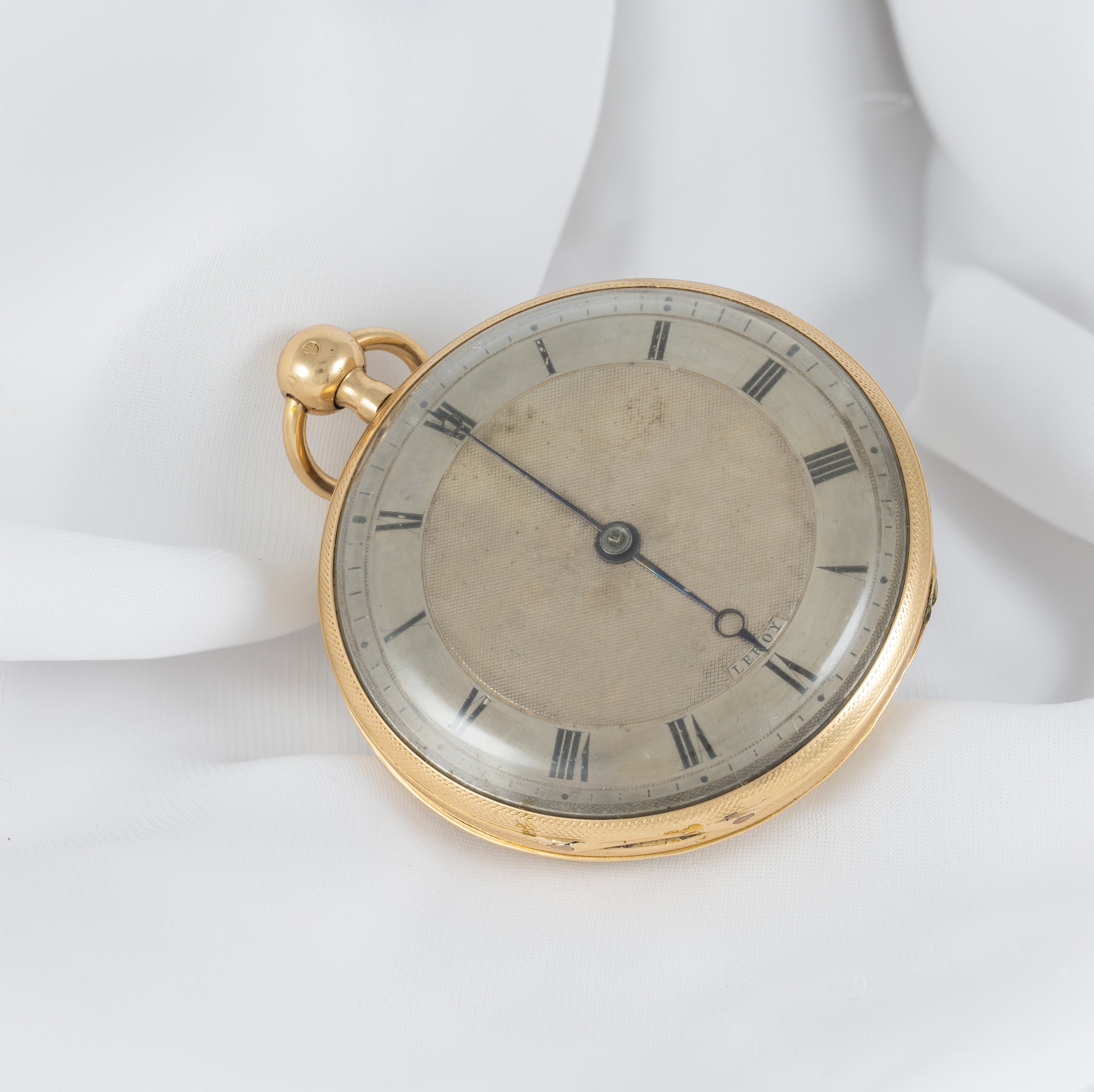 Leroy Pocket Watch Chimes Hour Quarter Yellow Gold 18k Enamel