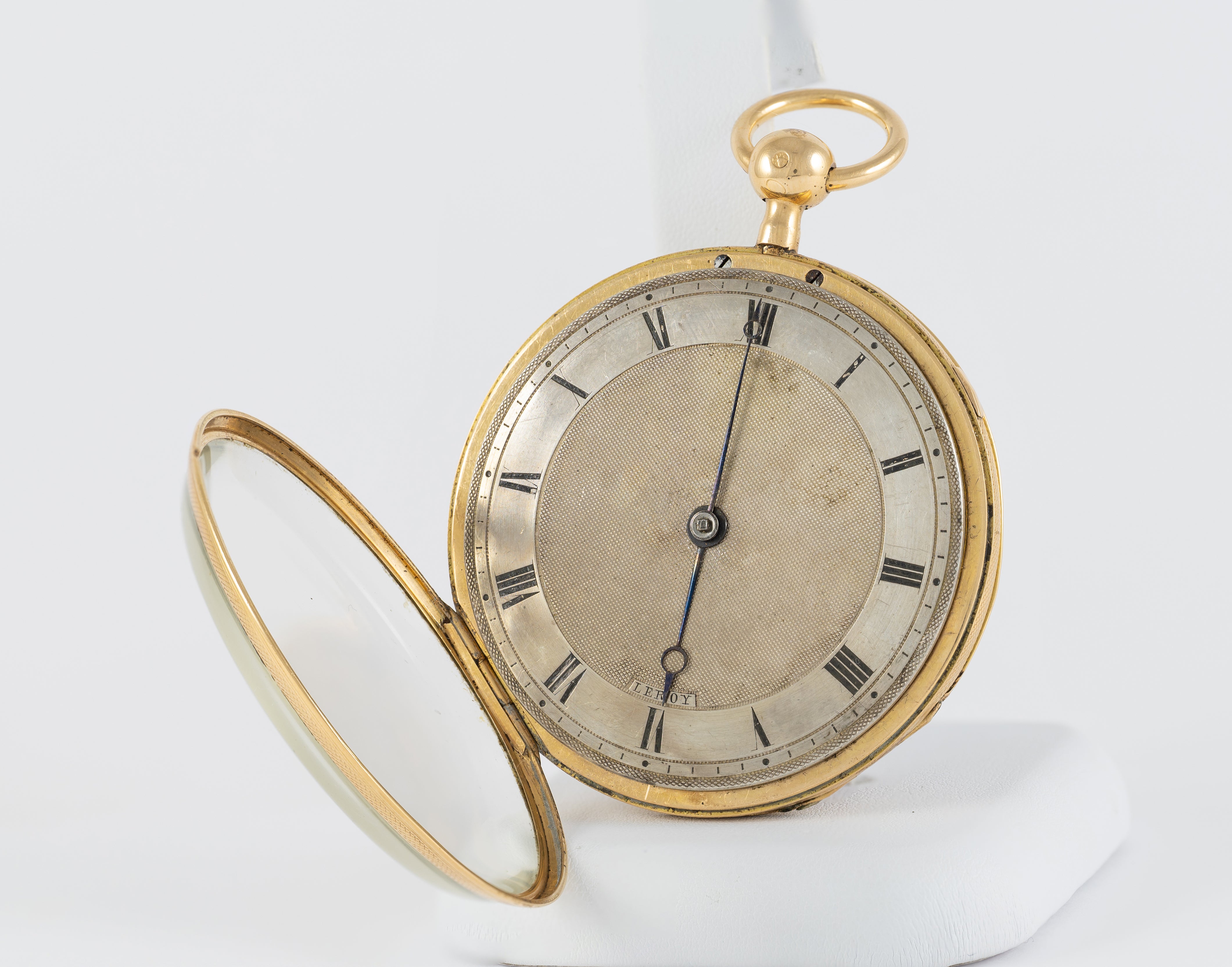 Leroy Pocket Watch Chimes Hour Quarter Yellow Gold 18k Enamel