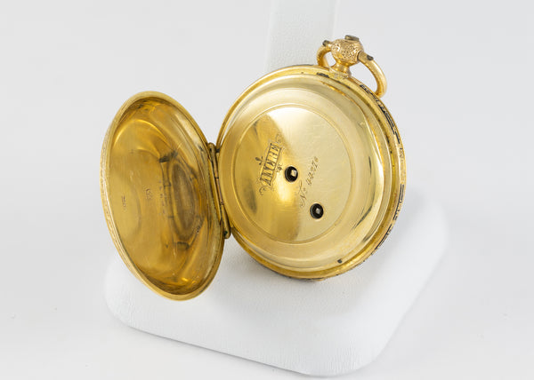 Haas & Privat Pocket Watch Yellow Gold 18k Enamel