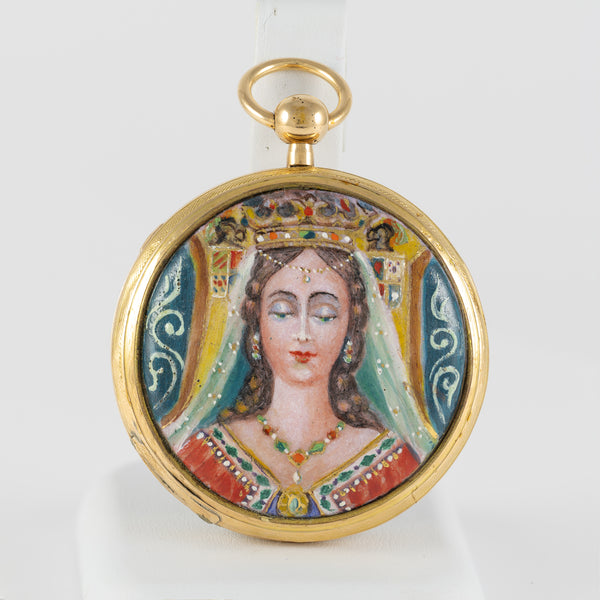 Leroy Pocket Watch Chimes Hour Quarter Yellow Gold 18k Enamel