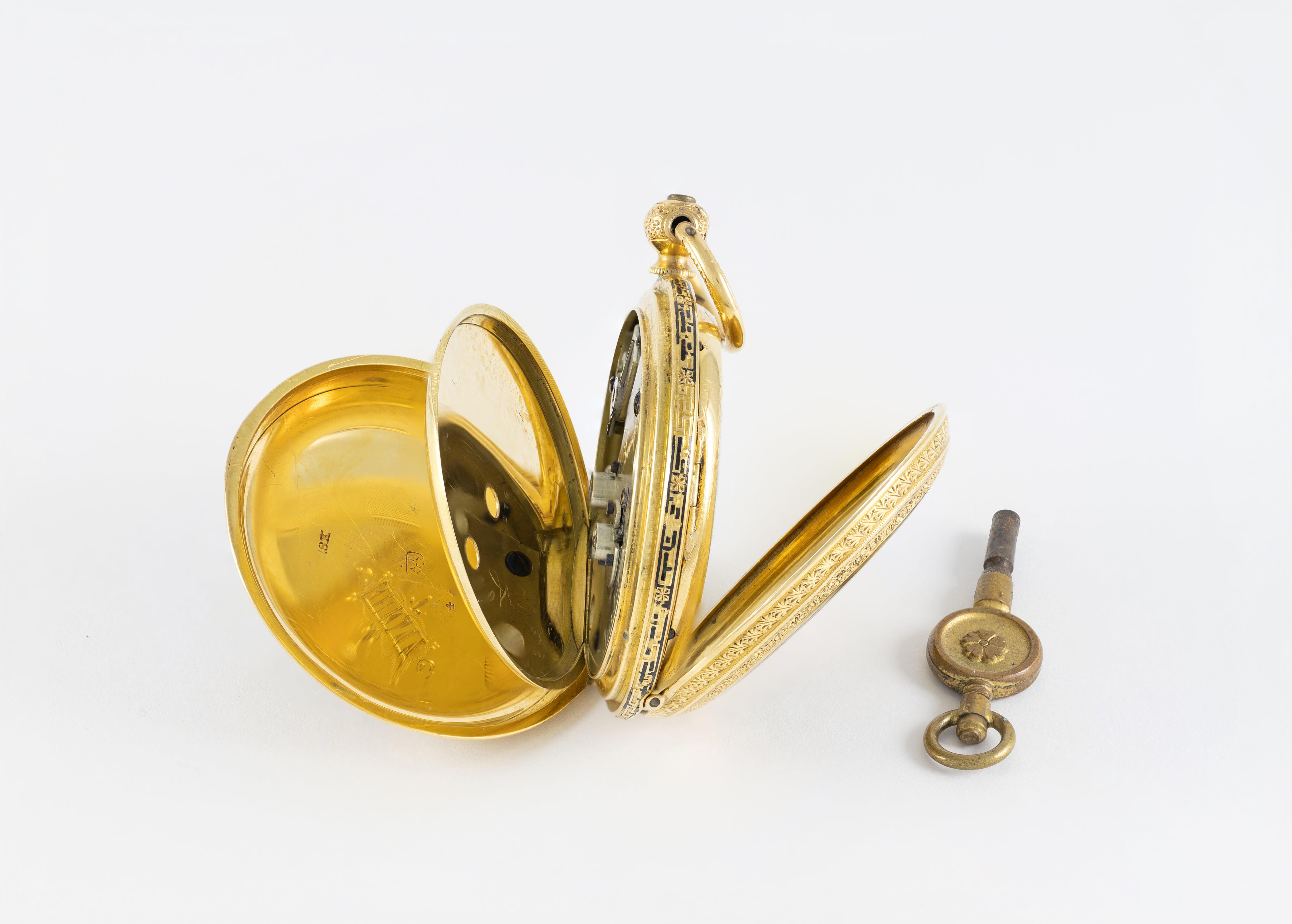 Haas & Privat Pocket Watch Yellow Gold 18k Enamel