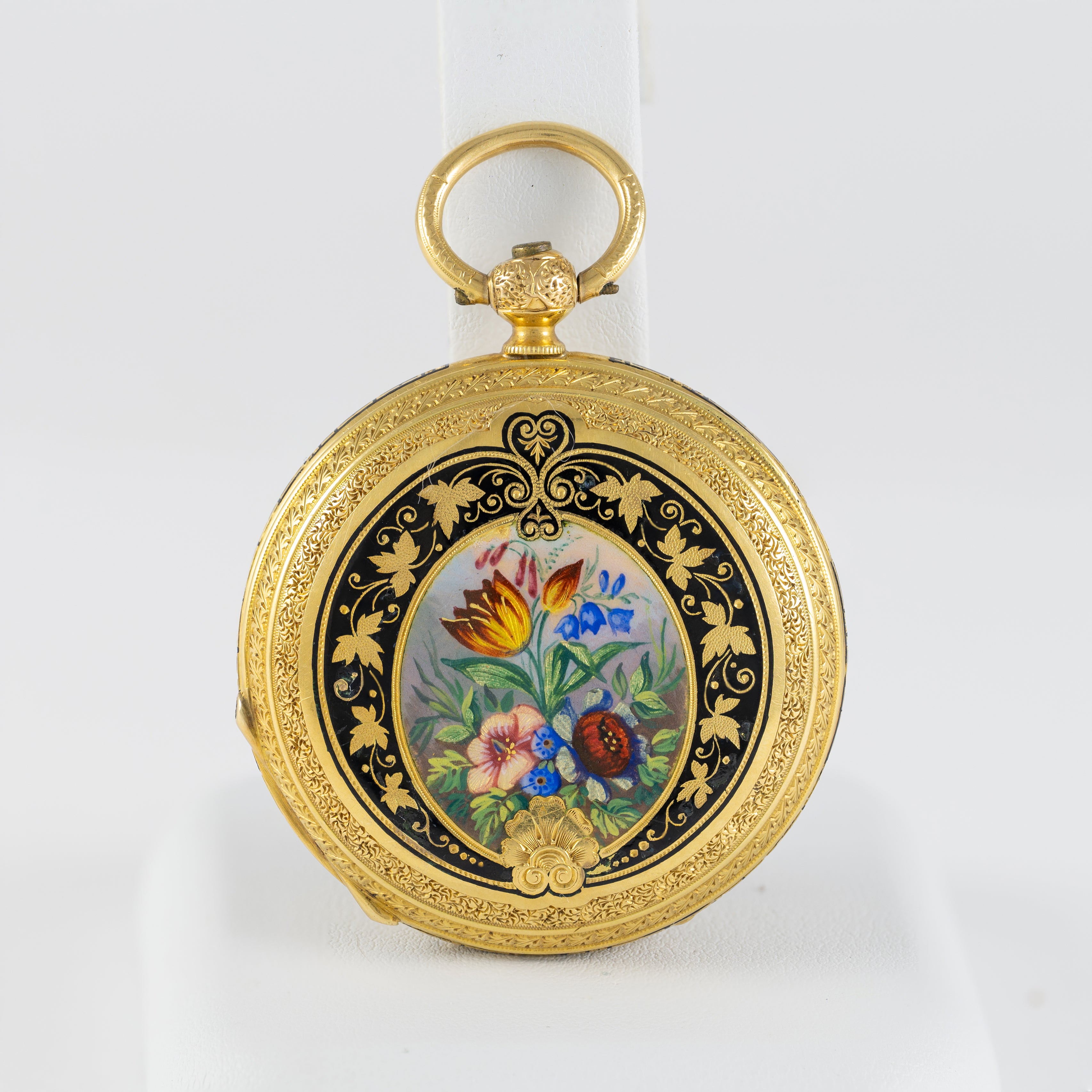 Haas & Privat Pocket Watch Yellow Gold 18k Enamel