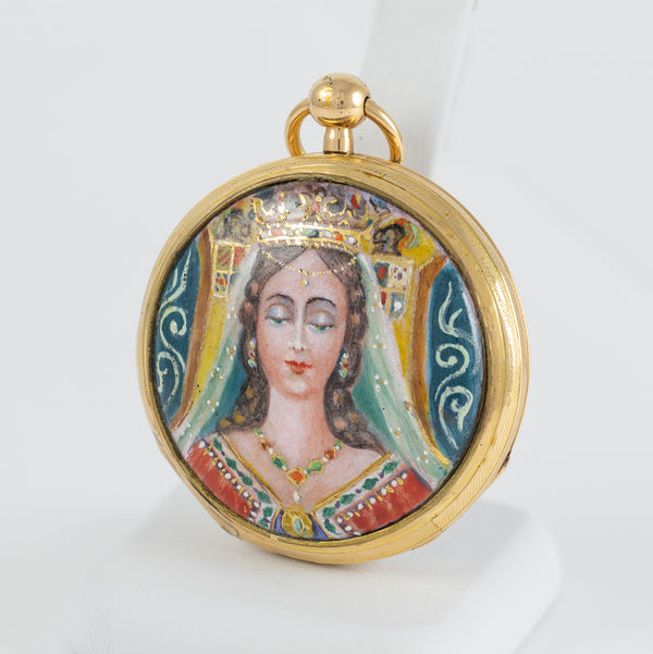 Leroy Pocket Watch Chimes Hour Quarter Yellow Gold 18k Enamel