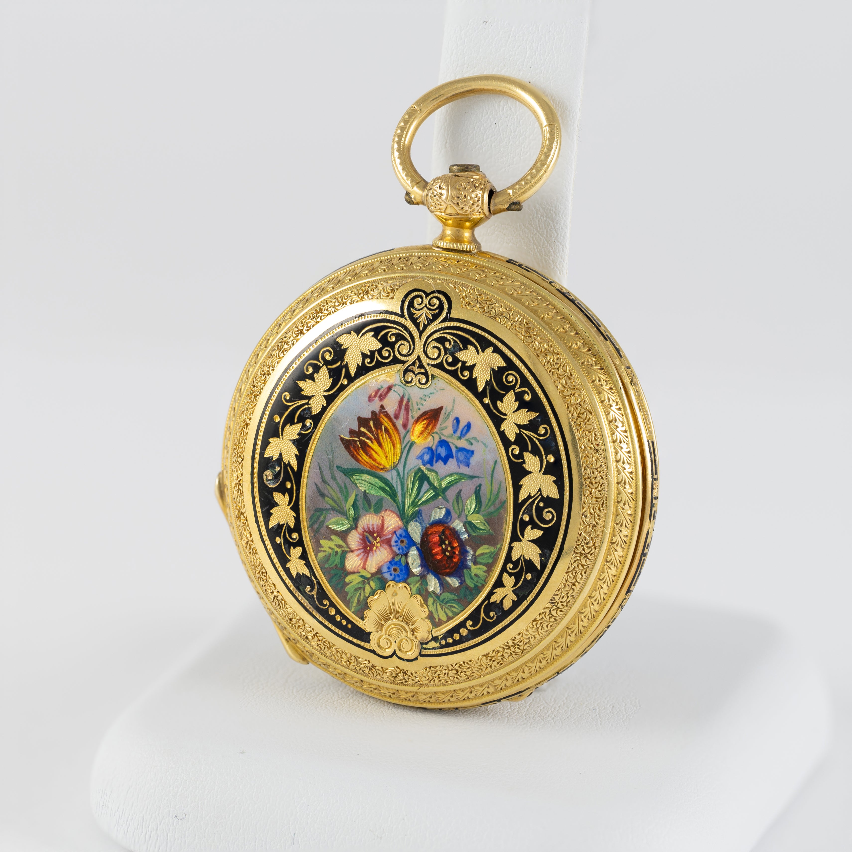Haas & Privat Pocket Watch Yellow Gold 18k Enamel