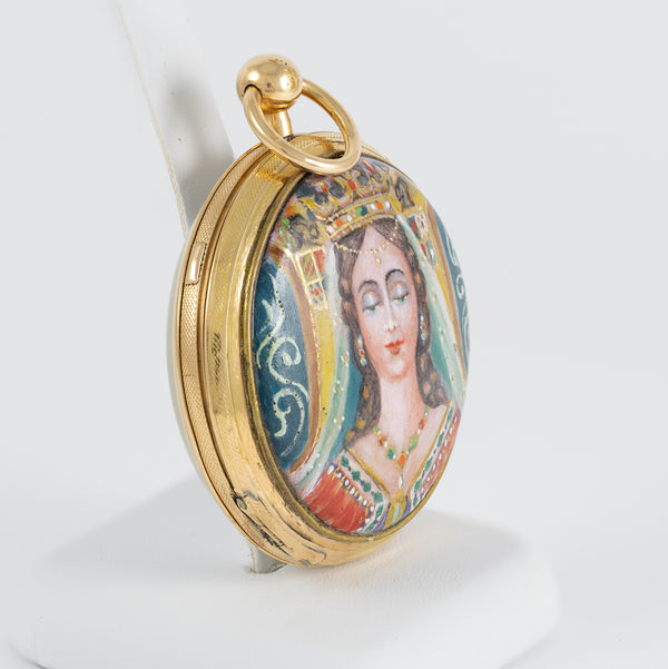 Leroy Pocket Watch Chimes Hour Quarter Yellow Gold 18k Enamel