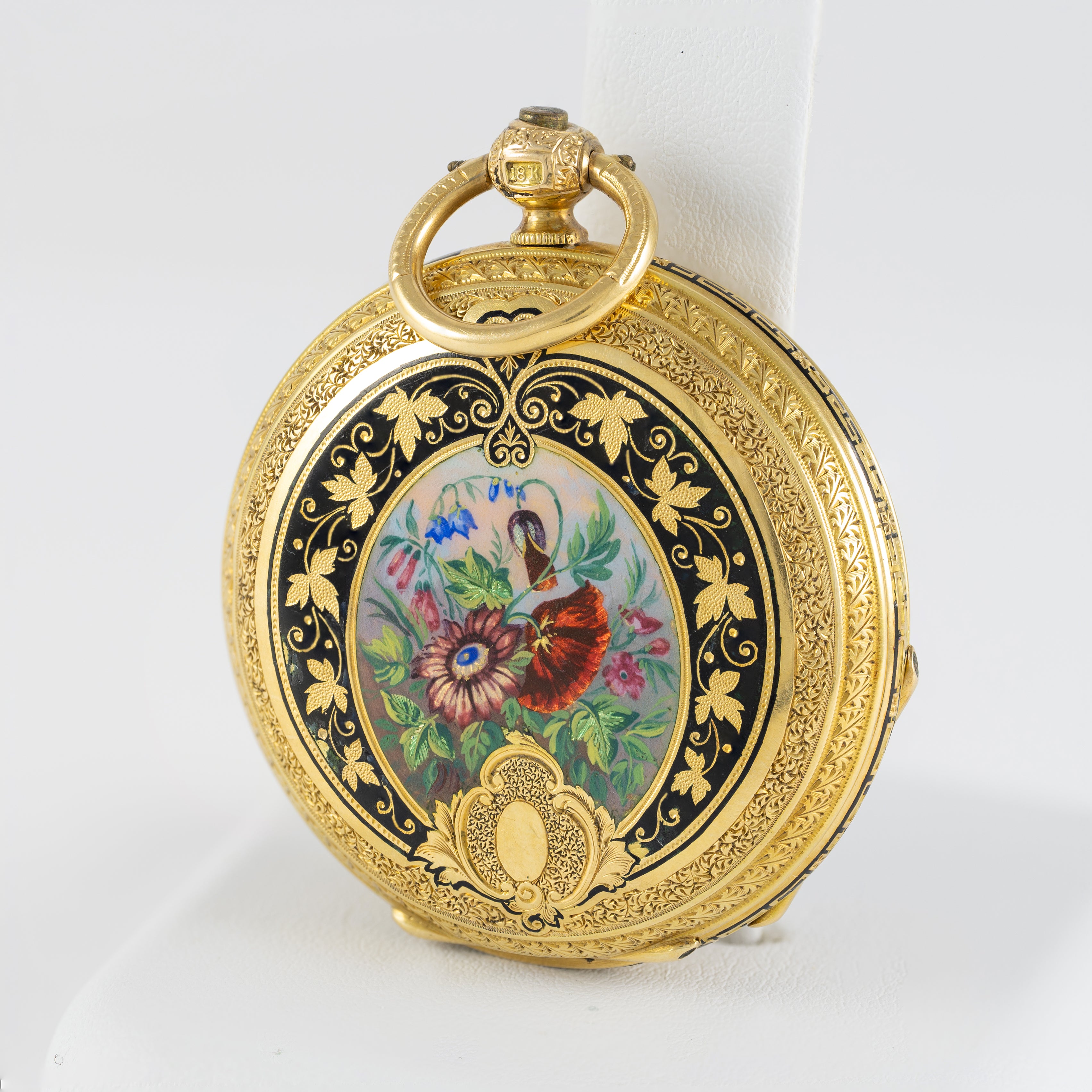 Haas & Privat Pocket Watch Yellow Gold 18k Enamel