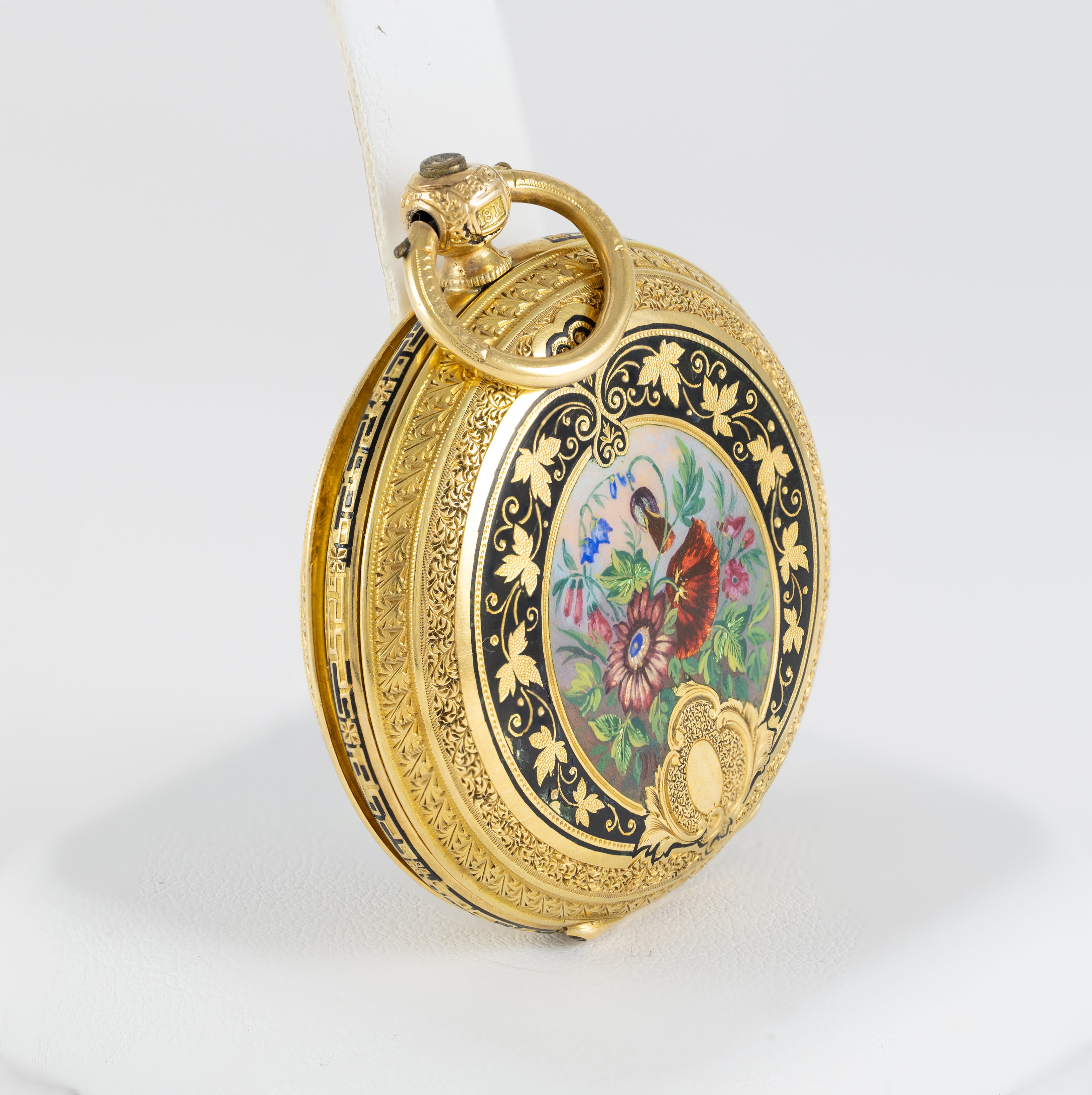 Haas & Privat Pocket Watch Yellow Gold 18k Enamel
