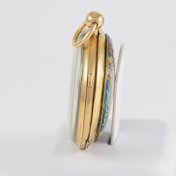 Leroy Pocket Watch Chimes Hour Quarter Yellow Gold 18k Enamel