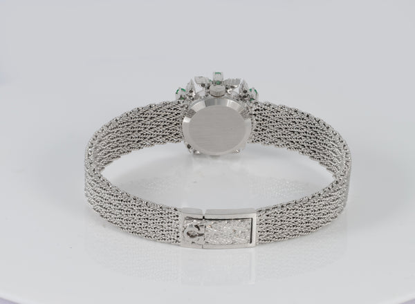 Omega De Ville White Gold 18k Diamonds and Emeralds Ref: 511227