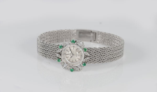 Omega De Ville White Gold 18k Diamonds and Emeralds Ref: 511227