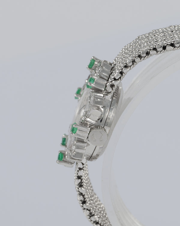 Omega De Ville White Gold 18k Diamonds and Emeralds Ref: 511227
