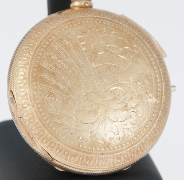 Unknown Pocket Watch Chimes Hour Quarter Minute Golden Metal and Enamel