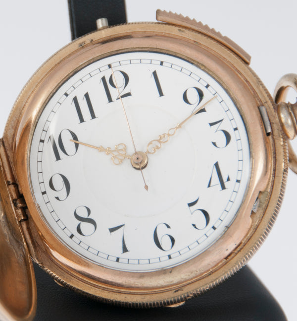 Unknown Pocket Watch Chimes Hour Quarter Minute Golden Metal and Enamel