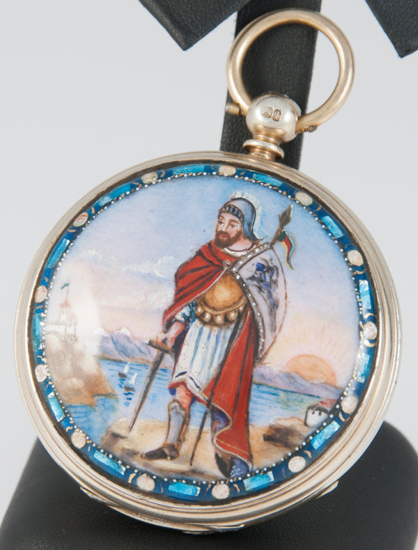 J. Carswell Pocket Watch Silver Case Enamel Year 1871