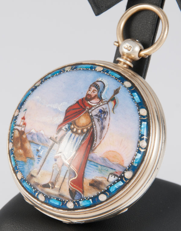 J. Carswell Pocket Watch Silver Case Enamel Year 1871