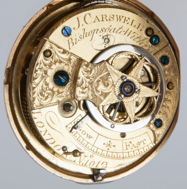 J. Carswell Pocket Watch Silver Case Enamel Year 1871
