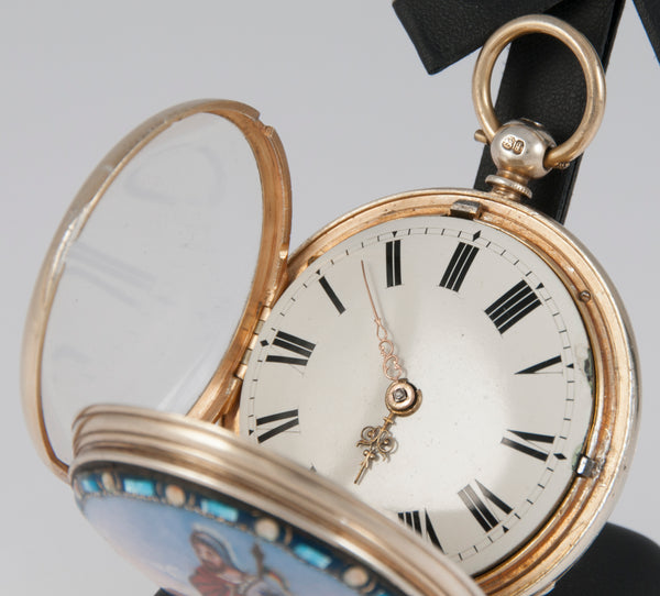 J. Carswell Pocket Watch Silver Case Enamel Year 1871