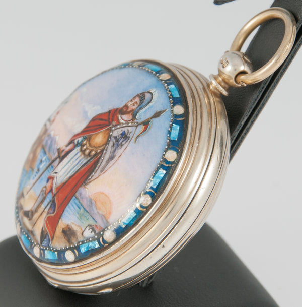 J. Carswell Pocket Watch Silver Case Enamel Year 1871