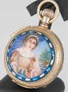 Unknown Pocket Watch Chimes Hour Quarter Minute Golden Metal and Enamel