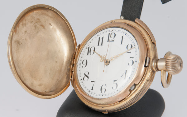 Unknown Pocket Watch Chimes Hour Quarter Minute Golden Metal and Enamel