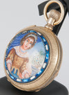 Unknown Pocket Watch Chimes Hour Quarter Minute Golden Metal and Enamel