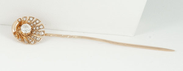 Alfiler de corbata en oro amarillo 18k y brillantes - Mayka Jewels
