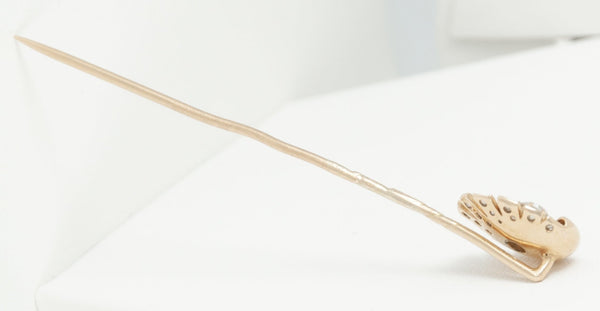 Alfiler de corbata en oro amarillo 18k y brillantes - Mayka Jewels